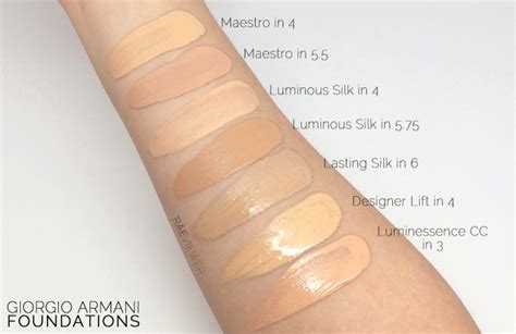 giorgio armani luminous silk foundation swatches